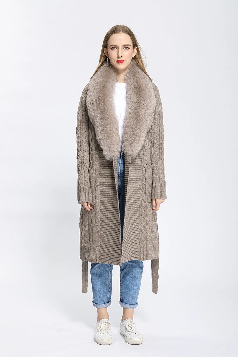 Cardigan med pelshals