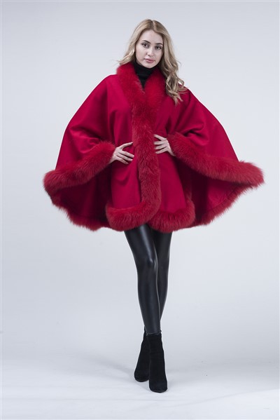 Cashmere Wrap med Pels Trim